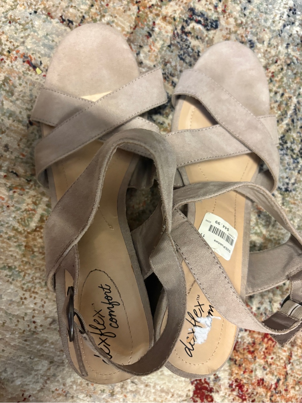 dexflex comfort Taupe Crisscross Suede Wrap Sandals